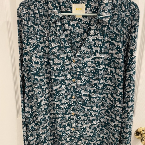 Anthropologie Maeve Emory Tiger Print Blouse Size 14 - Picture 2 of 5